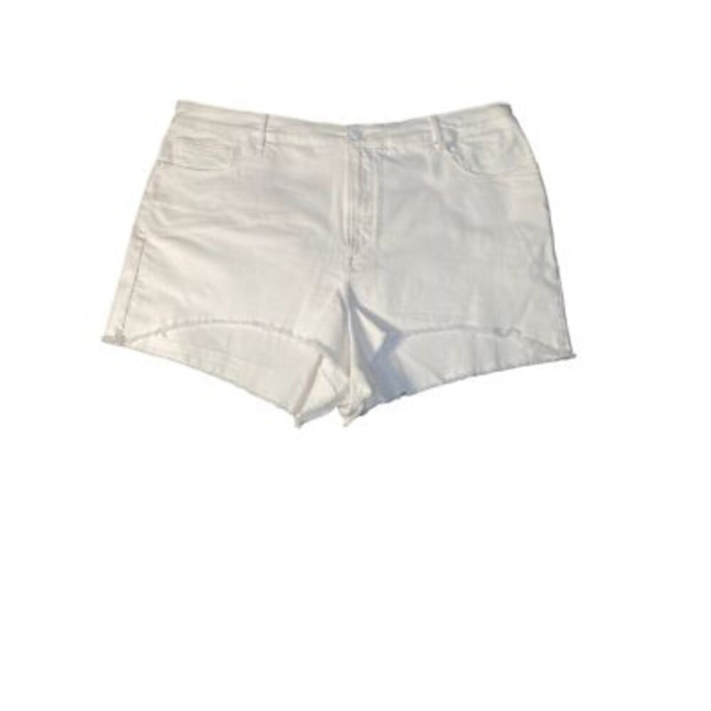 Good American Womens Cut-Off Shorts White Denim High Rise Stretch Plus 22 New